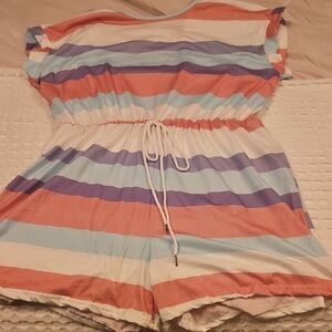 Stripped Shorts Romper 2x